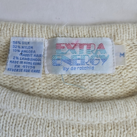 VTG Extra energy by de rotchild sequins wearable art silk angora wool sz M - Picture 4 of 8